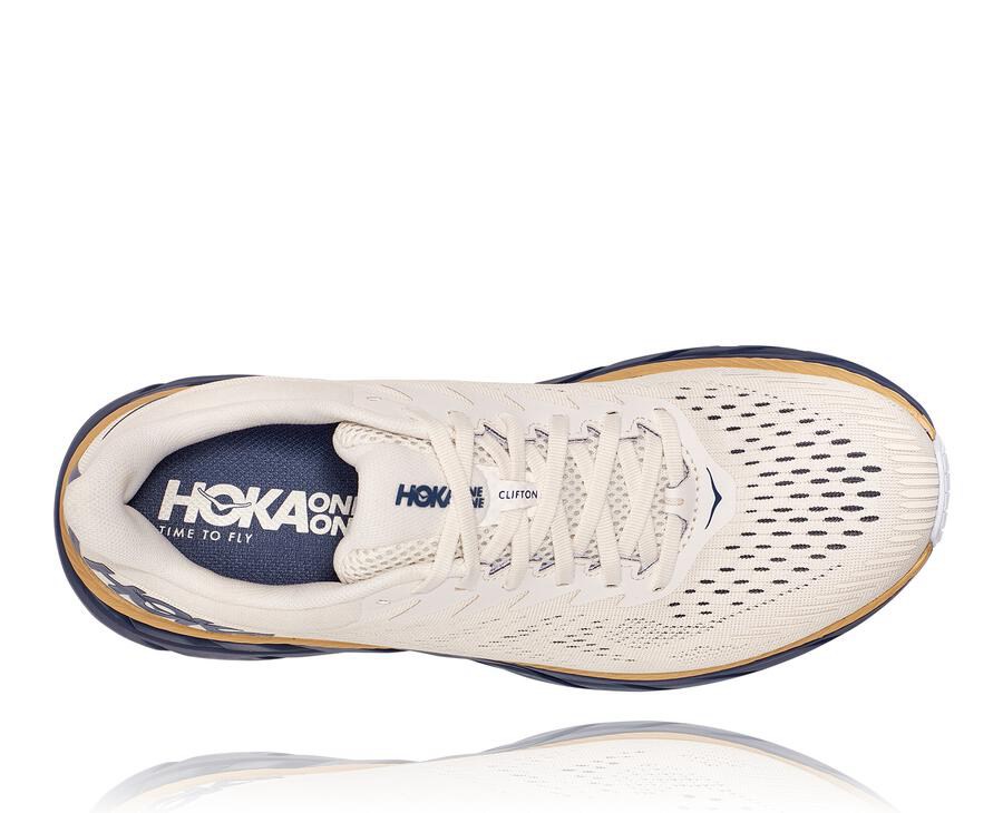 Tenis Hoka One One Masculino Branco/Azuis - Clifton 7 - 147-WQNUZS